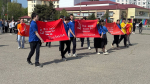 В Избербаше развернули Знамя Победы